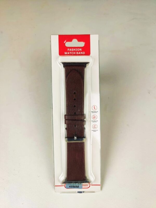 49mm Leather Strap for Smartwatch – Coffee Color