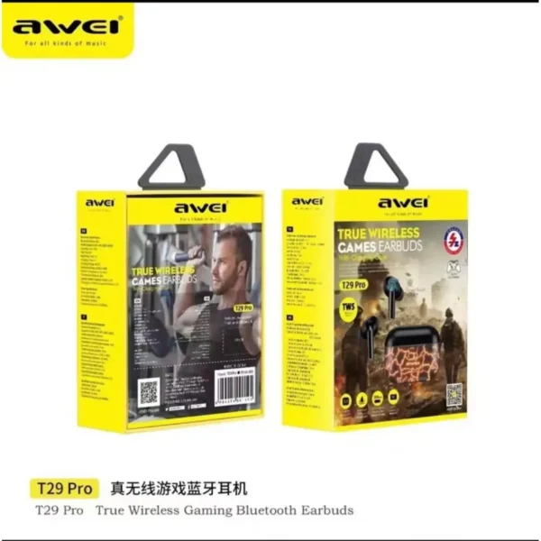 AWEI T29 Pro True Wireless Earbuds - Yellow Color - Image 2