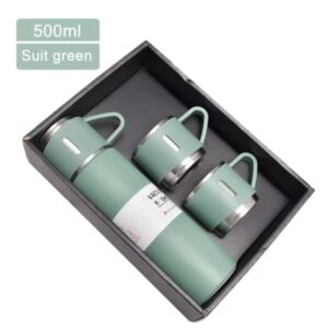 Hot Water Bottle with 3 Cup Settlement – Green Color