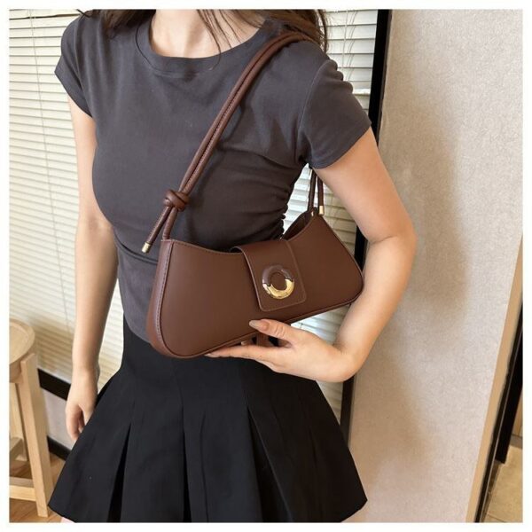 Minimalist Shoulder Bag Trendy Solid Color Bag Khaki Color - Image 2